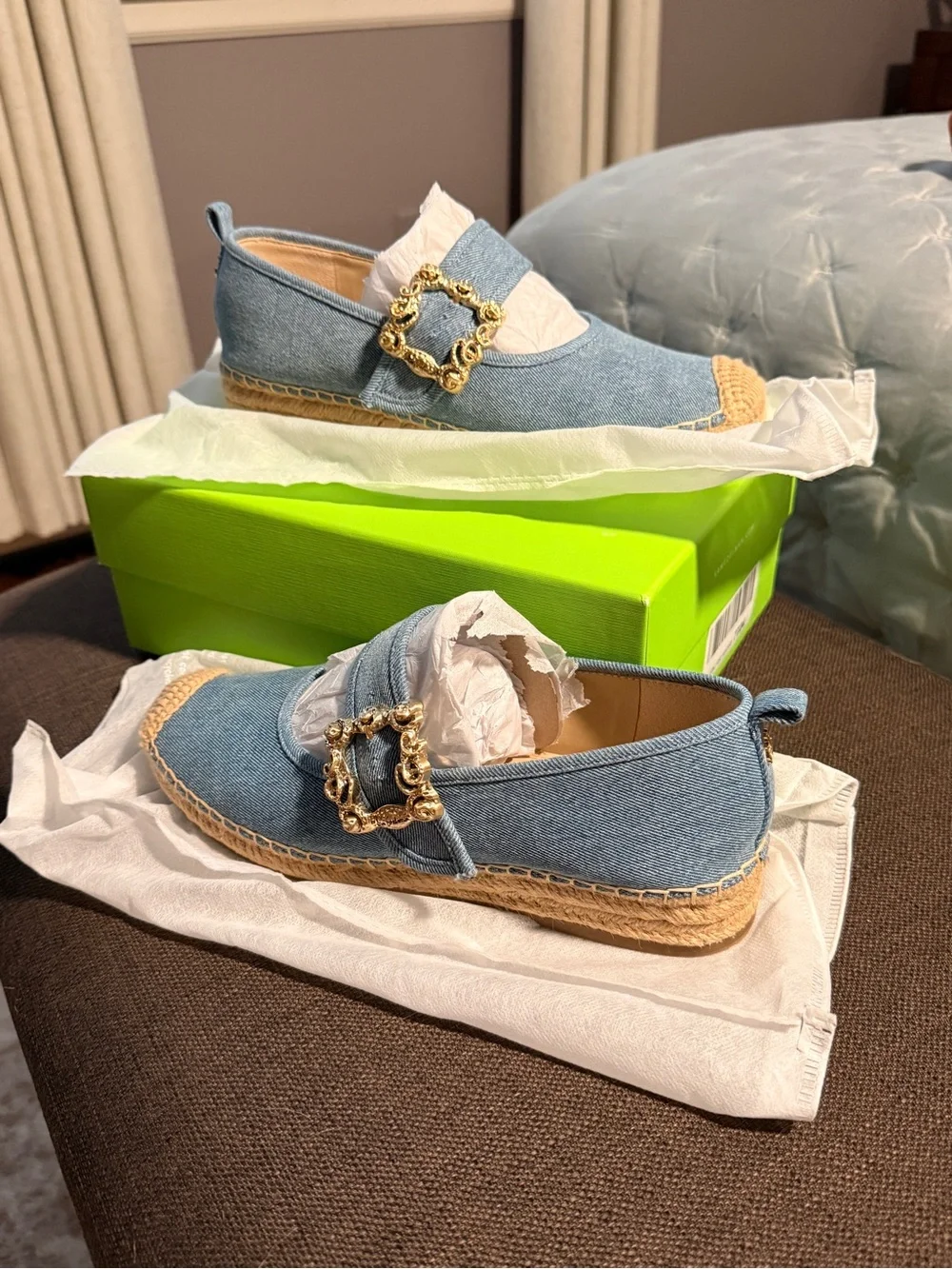 Sam Edelman Blue Denim Espadrille with Gold Buckle